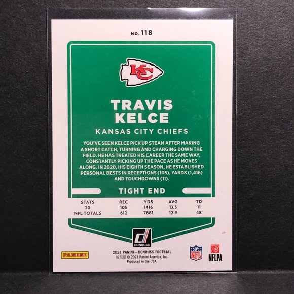 2021 Donruss Travis Kelce Kansas City Chiefs #118 - Picture 2 of 2